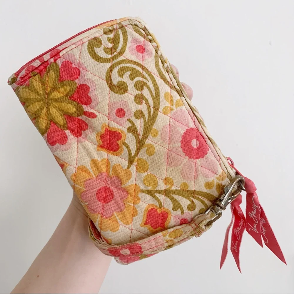 Vera Bradley Folkloric print pink orange olive wristlet wallet Y2K cottagecore - Picture 3 of 4